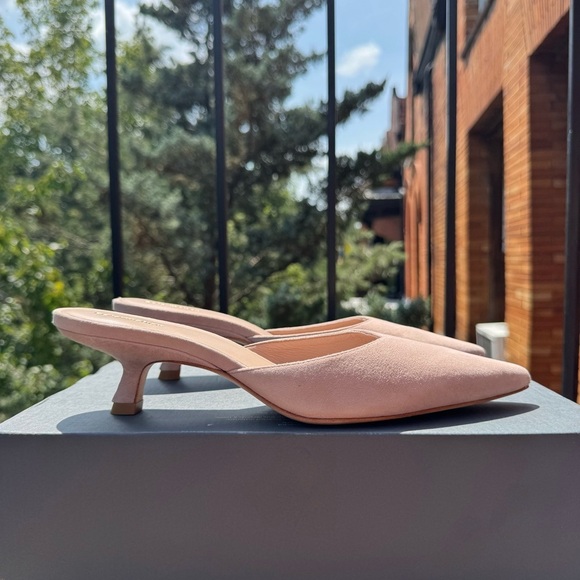 New Reformation Wilda Kitten Mule Pink Suede Kitten Heels 8 - Picture 10 of 12